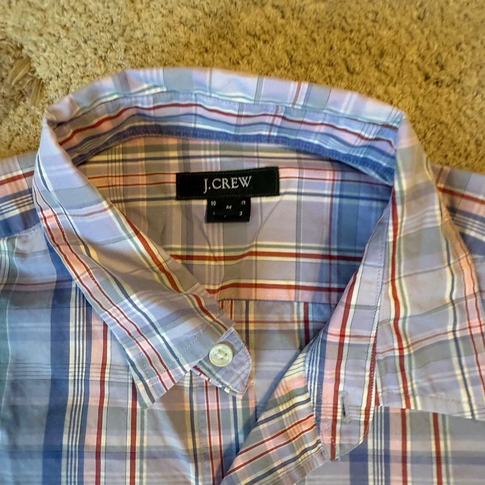 J.Crew Mens Plaid Button Down Shirt Blue Purple Red Long Sleeve Size M - Picture 2 of 8